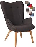 CLP Lounger Durham Mit Stoffbezug I Ohrensessel Mit Buchenholz Gestell I Loungesessel Mit Max. Belastbarkeit Bis 136 kg, Farbe:dunkelg