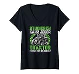 Damen Studieren kann jeder Traktor Trecker fahren Spruch T-Shirt mit V