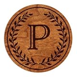 Monogramm-Untersetzer aus Holz Buchstabe 'P'