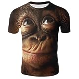 RelaxLife Herren 3D Druck T-Shirt Tier 3D T-Shirt AFFE Kurzarm Männlich Sommer Tops T-Shirts 3D Orang-Utan T-Shirt Für Männer Kleidung