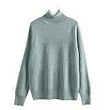 Wolle Damen Rollkragenpullover Herbst Winter Warm Gestrickt Kaschmir Pullover Pulli, Grün 5875, O