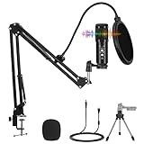 YOLIYOQU USB Mikrofon Set, 192kHz/24bit PC Mikrofon, Professionell Microphone mit Mikrofonständer Boom-Arm und Shock-Mount, Mikrophon für Recorder, Streaming, Broadcast, YouTube, Podcast, Gaming