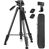 Victiv 182 cm Aluminium Kamera Stativ, Leichtes tripod und Kompaktes Reisestativ für DSLR mit 3-Wege-Schwenk 360° Panorama Kugelkopf und Telefonhalter, kann für YouTube, Vlog und Videok