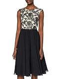 Swing Damen knielanges Kleid mit Blumenverzierung, Gr. 44, Mehrfarbig (pastellorange/schwarz 7910)