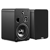 Passive Regallautsprecher, Moukey Spitzenleistung 110 Watt DREI-Wege-Heimkino - 2.0 Near Field Studio Premium-Sound zu einem günstigen Preis für Holzgehäuse Wandmontage, Schwarz-M20-3(Paar)