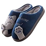 Shujin Unisex Damen Herren Winter Hausschuhe Wärme Bequem Plüsch Pantoffeln Indoor Home rutschfeste Kuschelig Home Pantoffel rutschfeste Slippers mit Katze Druck