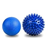 URAQT Massagebälle Faszienball, 2 Stück Faszien Kugel Fitness Massageball Hart, Igelball mit Noppen, für Füße Hände Rücken B