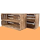 moooble Sparpaket großes geflammtes/gebranntes Regal Obstkiste Schuhregal Wandregal Holzkiste(2er Set)