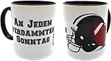 Kilala Super Bowl Tasse Football mit lustigem Spruch An jedem verdammten Sonntag Geschenk Fan Tasse inkl. Geschenkverpackung (Spruch, Helm, Ball)