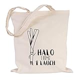 JUNIWORDS Jutebeutel, Wähle ein Motiv & Farbe, Halo I bims 1 Lauch (Beutel: Natur, Text: Schwarz)