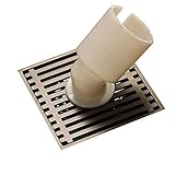 Messing Antik Bodenablauf, quadratischer Waschmaschinen-Duschablauf, mit Sieb abnehmbarer Abdeckung (Größe: 100X100Mm)
