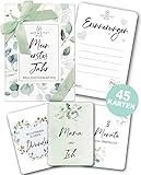 Homety® 45 Meilensteinkarten Baby Monatskarten - Meilensteine Baby Meilensteinkarten - Geschenke zur Geburt - Mein erstes Jahr Grü