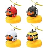 4 Stücke Gelbe Gummiente Spielzeug Auto Ornamente Gelb Ente Auto Armaturenbrett Dekorationen mit Propeller Helm (Nette Stile)