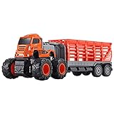 Transport LKW Spielzeug, Simulation Zaun Anhänger Legierung Allradantrieb Spielzeugauto Trägheit Container LKW Traktor 1/50 Skala Tolles Geschenk für Kinder Jungen Mädchen Keine B