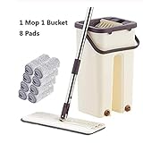 SISHUINIANHUA Flache Flügelmopp Und Eimer Hand-Free Wringing Bodenreinigung Mop Nass Oder Trocken Gebrauch Magie Automatischer Spin Selbstreinig Faule Mop,