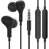 In-Ear-Kopfhörer, kabelgebunden, geräuschisolierend, 3,5 mm, mit Mikrofon, Lautstärkeregler, kompatibel mit Samsung Galaxy iPhone Moto Android Handys Laptop MP3 MP4 Computer (schwarz)