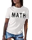 Sprüche Math Tshirt Weiss mit Aufdruck Vintage Schrift, Statement Shirt Weiß mit Druck Spruch Schriftzug, Retro Motto Shirt mit Slogan für Damen Frauen, 100% Bio-Baumwolle(Math, XXXL)