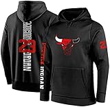XLXay Herren Kapuzenpullover – NBA Chicago Bulls # 23 Michael Jordan Basketball Training Jersey Pullover Lose Basketball Sweatshirt T-Shirt Schwarz S~160~165CM-XXXL~190~195CM_Schw