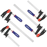 WORKPRO Schraubzwingen Set 4 Stück Spanner, Spannweite 150mm/300mm, Spannkraft 272kg, Maultiefe 80mm, Stahl und Nylon für präzises Fixieren von Holzwerkstück