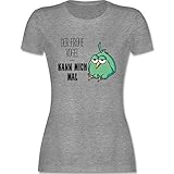 Sprüche Statement mit Spruch - Der frühe Vogel kann Mich mal - M - Grau meliert - morgenmuffel Tshirt Damen - L191 - Tailliertes Tshirt für Damen und Frauen T-S