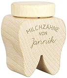 LAUBLUST Zahndose für Milchzähne Personalisiert - Zahn Design & Smiley Gravur - Holz | Geschenk & Andenken fü