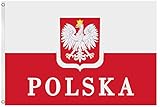 Blackshirt Company Polen Fahne Polnische National Länder Flagge mit Ösen 150 x 90 cm Farbe Mehrfarbig