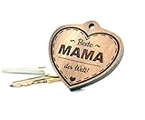 Geschenkfreude Schlüsselanhänger Mama mit Gravur/Mama Geschenkideen/Geschenke für Mama - wahlweise mit hochwertiger Geschenkverpackung und persönlicher Gravur/Walnussholz - Muttertags Geschenk