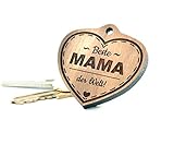 Geschenkfreude Schlüsselanhänger Mama mit Gravur/Mama Geschenkideen/Geschenke für Mama - wahlweise mit hochwertiger Geschenkverpackung und persönlicher Gravur/Walnussholz - Muttertags Geschenk