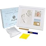 PLURI Premium Baby Handabdruck & Fussabdruck Set Junge Mädchen, Gips-Abdruck Hand Fuß mit Bilderrahmen, Baby-Geschenk Abdruckset zur Geburt Neugeborene, Fuß-Abdruck Fotorahmen Gibsabdruck