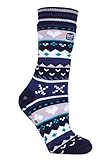 HEAT HOLDERS - Damen Thermo Winter Warm Antirutsch Noppen Kuschelsocken mit Abs Sohle in Geschenkbox (37/42, Navy/Purple (Soul))