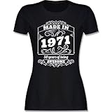 Geburtstagsgeschenk Geburtstag - Made in 1971 50 Years of Being Awesome - XL - Schwarz - Rundhals - L191 - Tailliertes Tshirt für Damen und Frauen T-S