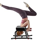 Yoga Kopfstandhocker, Yoga Hocker Stabiler Yoga Kopfstandstuhl mit PU-Kissen und verlängertem Handlauf, zum Üben von Kopfstand, Schulterstand und Krafttraining, geeignet für Home Gym Yoga S