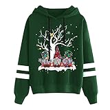 Weihnachten Pullover Rentier Elfe Weihnachtspullover Weihnachtspulli Christmas Sweatshirt Xmas Pulli Shirt Pullover Damen üBergrößE Lang Weihnachten Sweatshirt (Grün 10,XXL)