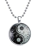 Yumilok Tai Chi Yin Yang Nachtleuchtend Anhänger Halskette Legierung Medaillon Amulett Kettenänhanger für Damen Herren, Blaues L
