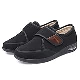 Nwarmsouth Fußschuhe Für Diabetes Gesundheitsschuhe,rutschfeste atmungsaktive Altersschuhe, verstellbare Netzschuhe-schwarz_37,Einstellbare Orthopädische S