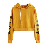 TWIFER Damen Buchstaben Langarmshirt Hoodie Crop Pullover Tops Sweater Sw