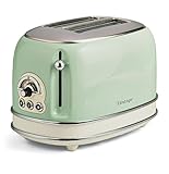 Ariete 155, Design-Toaster für 2 Scheiben, mit Zangen, 6 Toaststufen, 810 W, Gehäuse aus Edelstahl, herausnehmbare Krümelschublade, Pastellb