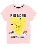 Pokemon T-Shirt Mädchen Kinder Pikachu Charakter Spiel Kurzarm Rosa Top 7-8 J