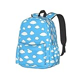 Delerain 17 Zoll Rucksack Laptop Rucksack Schule Büchertasche Schultertasche Casual Daypack für Schule Camping Wandern Picknick Reisen, Blue Sky White Clouds, Einheitsgröß