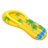 PRETYZOOM Pool Wasserbett Flip Flop Slipper Geformt Aufblasbare Schwimmende Matte Kokospalmenmuster Schwimmlounge für Frauen Männer Gelb