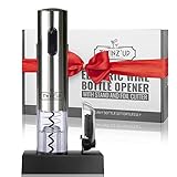 Twinz'up - Korkenzieher Elektrisch, Premium Box mit Folienschneider und Ladestation, Kabelloser Elektrischer Korkenzieher, Weinöffner Set, Korkenzieher Wein Silb