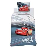 Cars Bettwäsche Bettbezug 135x200 80x80 Baumwolle · Kinderbettwäsche für Jungen Disney's Cars Auto · 2 teilig · 1 Kissenbezug 80x80 + 1 Bettbezug 135x200