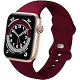 Distore Armbänder kompatibel mit Apple Watch 38 mm 40 mm 42 mm 44 mm, weiches Silikon Ersatz Sport Armband für iWatch SE Serie 6/5/4/3/2/1 Damen Herren, Weinrot 38 mm/40 mm S/M
