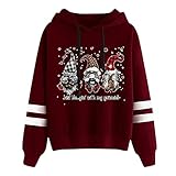 KOUYA Hoodie Damen Weihnachten Kapuzenpullover Frauen Baumwolle Long, mit Kapuze Pullover Sweatshirt Rundhals, Slim Fit Elegantes Freizeit Sport Langarmshirt, Hoodies Training - Pulli Streetw