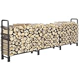 CHLL kaminholzregal aussen innen Super Großer 12ft Brennholzhalter, Rostfreies Brennholzregal für den Außenbereich, Schwerlast-Holzlager für Unter der Traufe, Hinterhofterrasse, H