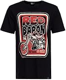 King Kerosin Herren Print T-Shirt | Regular Fit | Reine Baumwolle | Frontprint Red Baron Speedshop