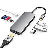 7-in-1 USB C Hub, USB C Adapter, 3 USB 3.0, 4K HDMI, 5 Gbps, 100W Ladepower, SD/microSD, Passend für MacBook Pro/Air 2021 2020 2019 2018 und mehr Typ C G