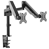 RICOO Monitor-Ständer 2 Monitore-Halterung Gasdruck-Feder Schwenkbar Neigbar (TS3911) Universal 17-32 Zoll (bis 8-Kg, VESA 100x100) PC Computer Schreibtisch Bildschirm-Erhöhung