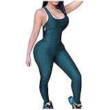 Damen Sport Jumpsuit Overall Ärmellos Rückenfrei Bodysuit Sporthosen Yoga Leggings Bandage Playsuits Jogging Strampler Hosenanzug Trainingsanzug