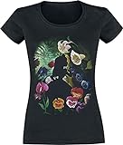 Alice im Wunderland Black Flower Frauen T-Shirt schwarz S 100% Baumwolle Disney, Fan-Merch, F